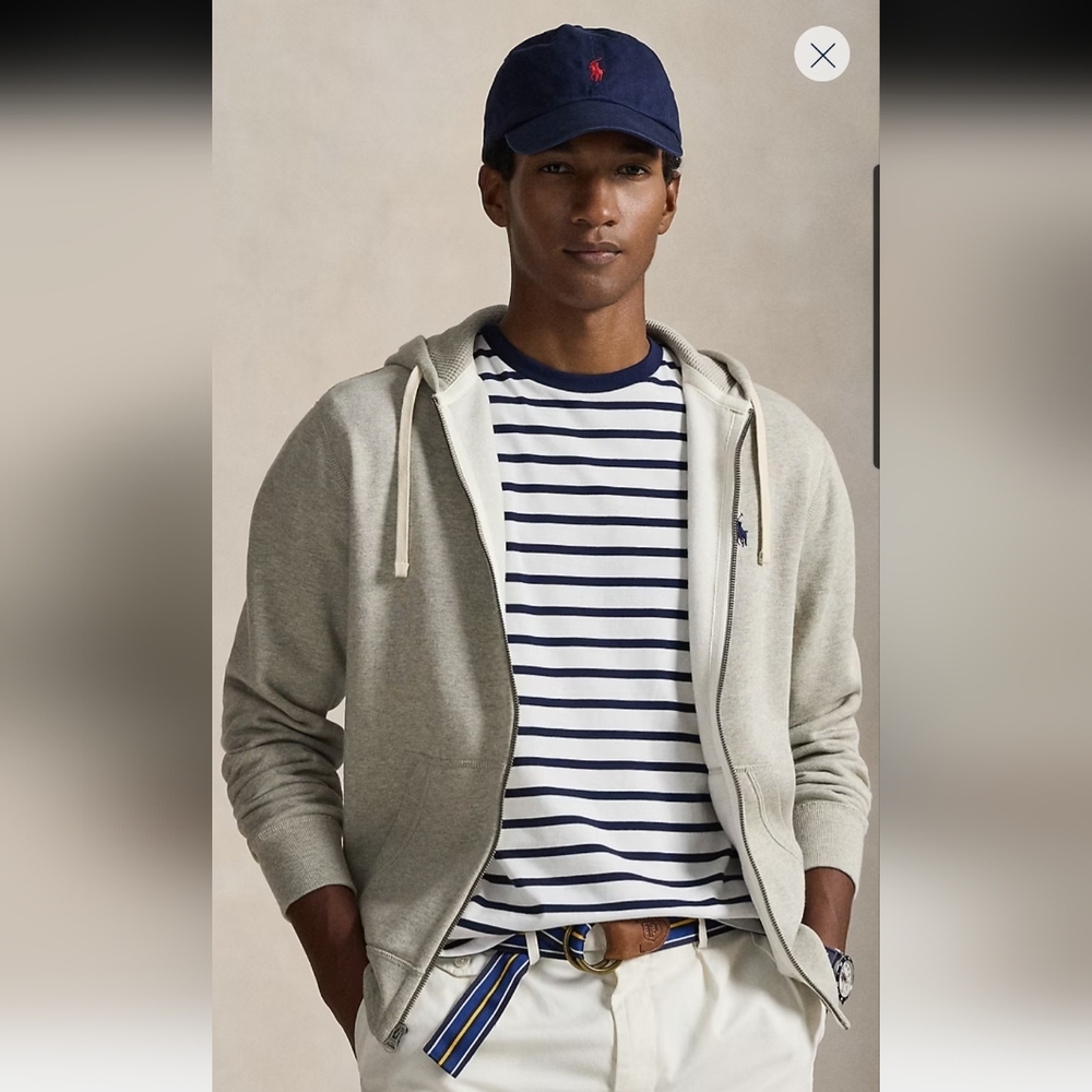​Polo Ralph Lauren Men's Double-Knit Full-Zip Hoodie Light Gray Size: Medium